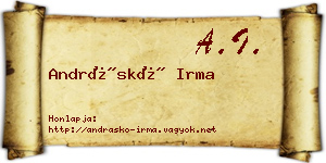 Andráskó Irma névjegykártya