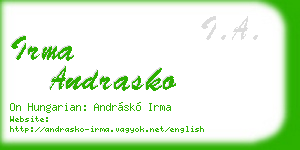 irma andrasko business card